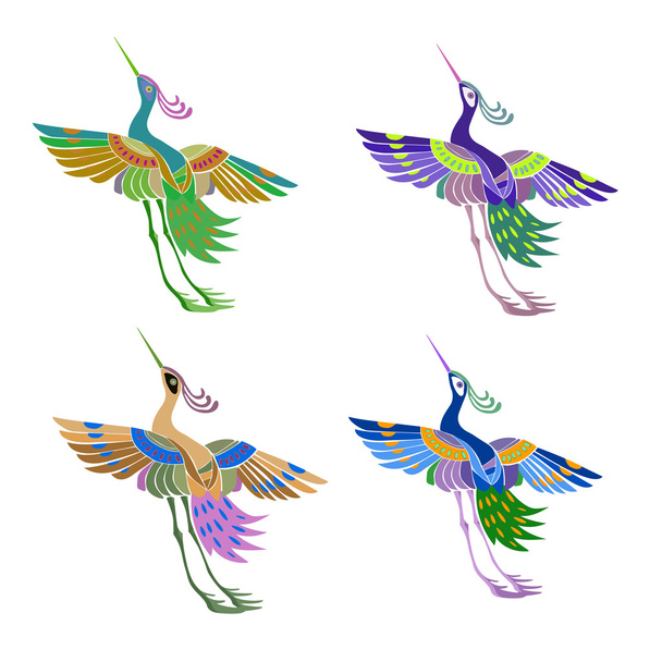 Etnische abstracte patroon magische vogels in de Japanse stijl. - Vector, afbeelding