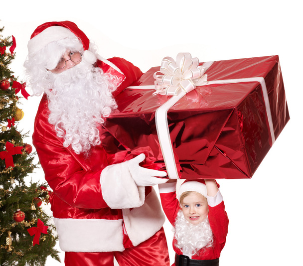 Santa claus family with child. - Фото, изображение