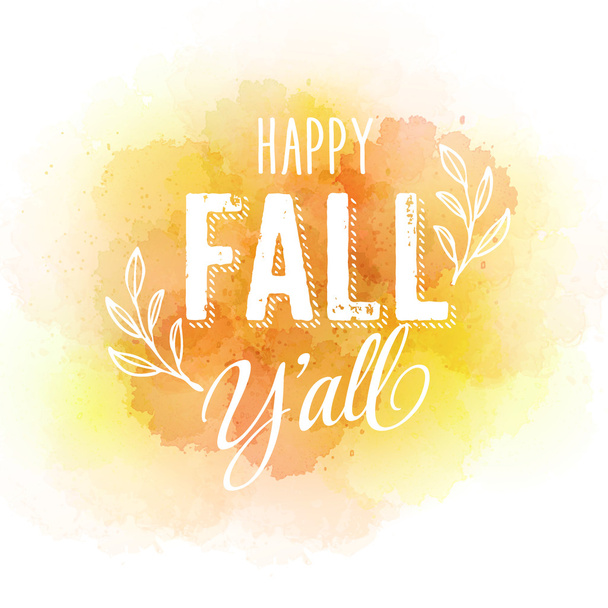 Vector autumn label on colorful watercolor background - Vector, Image