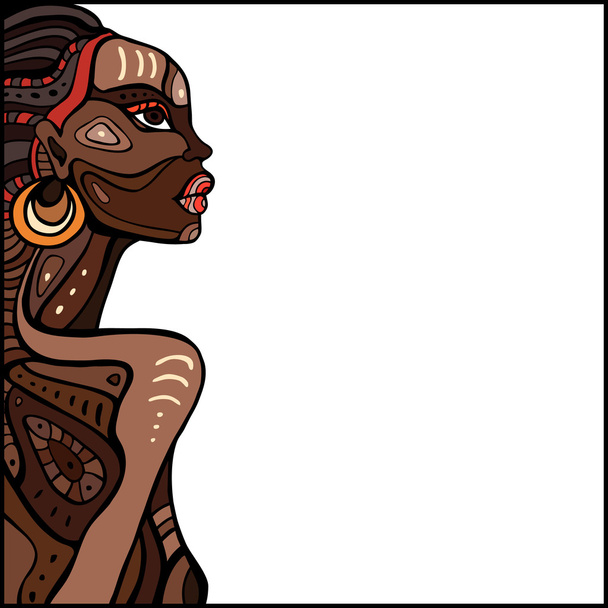 Profil krásná Afričanka. - Vektor, obrázek