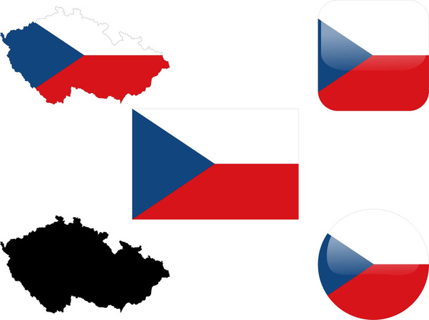 vlag, knoppen en kaart van Tsjechië - Vector, afbeelding