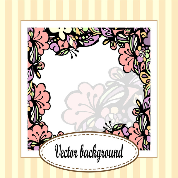 Beautiful floral frame with stripes - ベクター画像