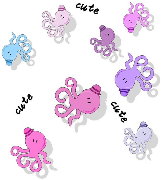 Cute octopus background with drop shadow - Foto, afbeelding