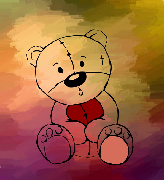 Dibujo de oso de peluche sobre fondo coloreado
 - Foto, imagen
