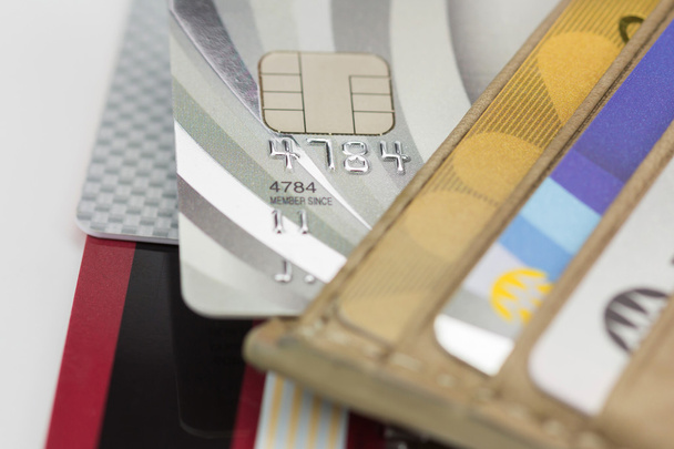 Кредитних карток у гаманці, розмитий фокус - Фото, зображення