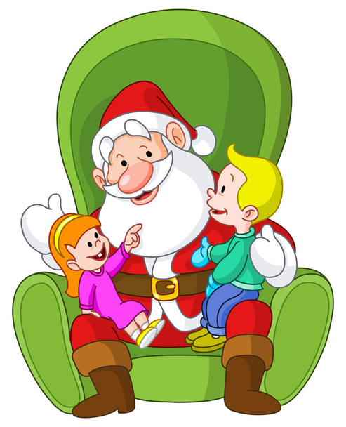 Санта з дітьми
 - Вектор, зображення
