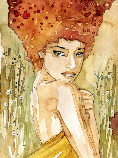 akvarell portré egy nőt. - Fotó, kép