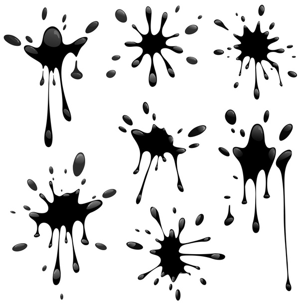 Black splash set - Vector, Image