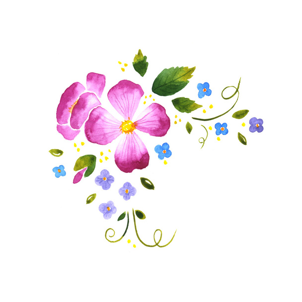 Watercolor floral decorative element - Foto, afbeelding