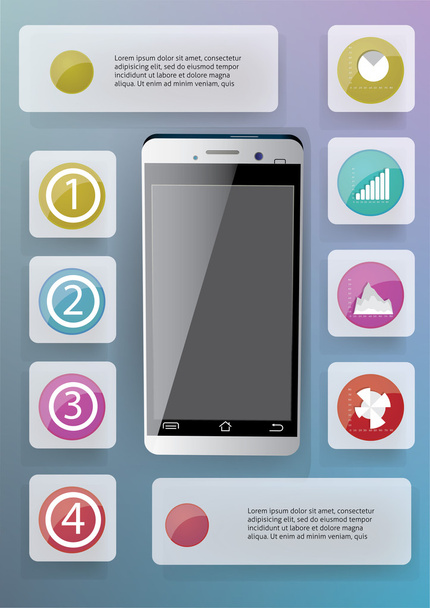 Infografik-Elemente und Smartphone - Vektor, Bild