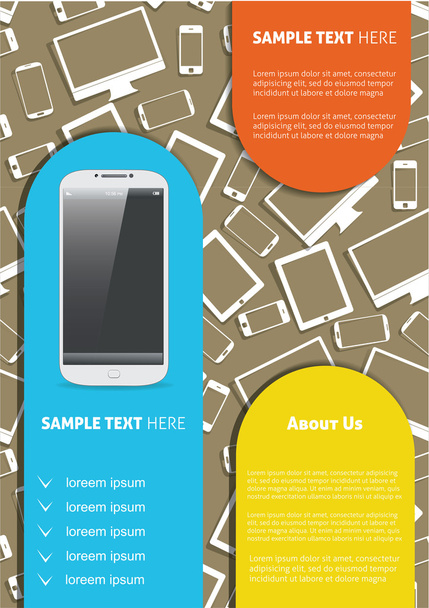 шаблон бизнес-брошюры со смартфоном
 - Вектор,изображение