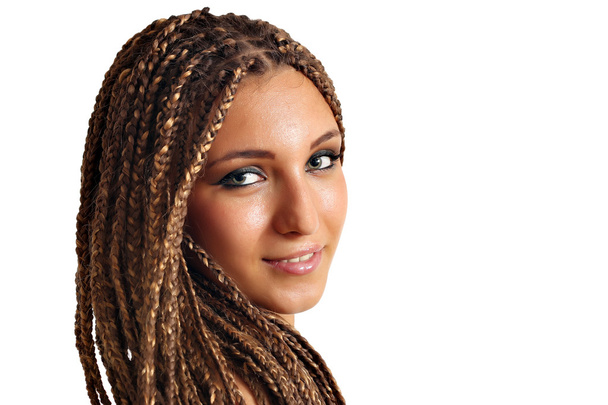 beautiful girl with dreadlocks hair portrait - Photo, Image