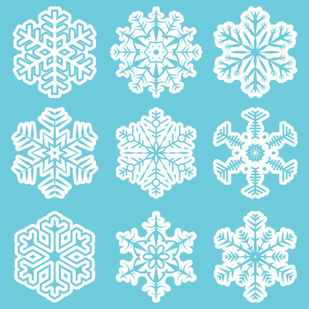 colección de diferentes copos de nieve blancos
 - Vector, Imagen
