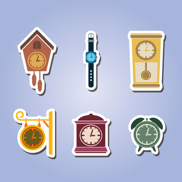 Reihe von Farbsymbolen mit Uhr - Vektor, Bild