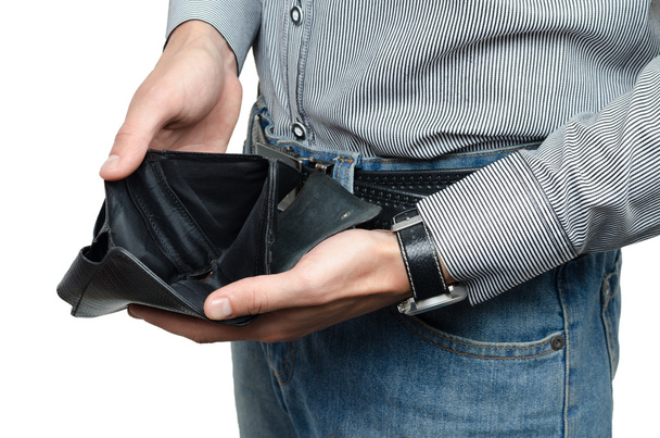 wallet with no money in male hands - Foto, afbeelding