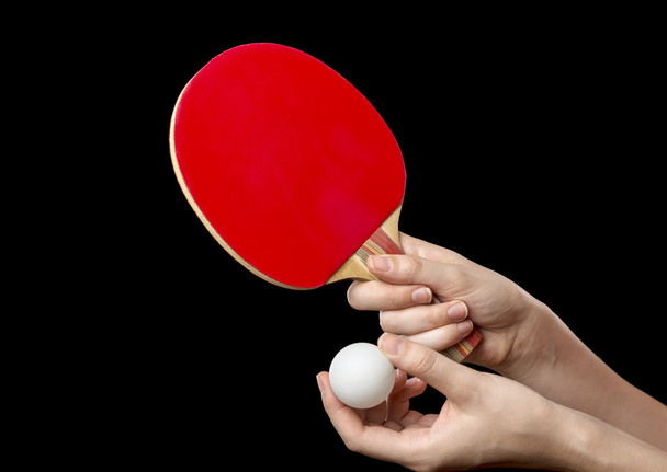 hands with racket and ball for table tennis - Foto, imagen
