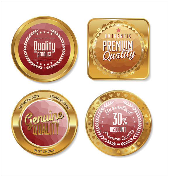 Quality golden badges collection - Vetor, Imagem