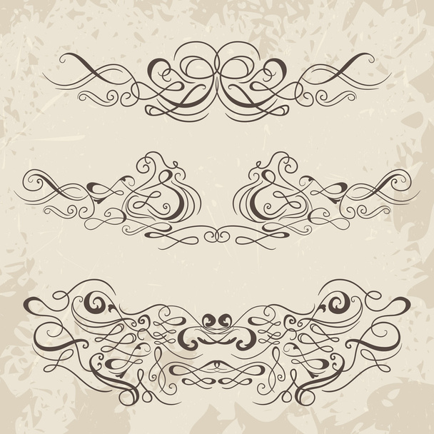 Calligraphic decorative elements. Set of design elements. Vintage hand drawn vector collection - Vector, Image