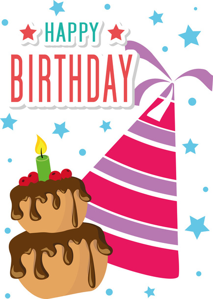 Cartão de Cartão de Cartaz Ilustração Vetor Gráfico Feliz Aniversário para você
 - Vetor, Imagem