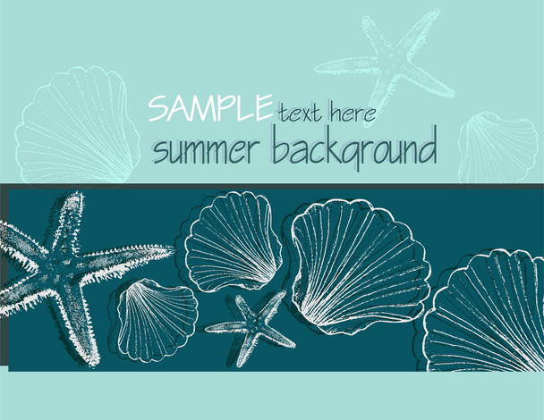 Summer background with shells - Vector, Image