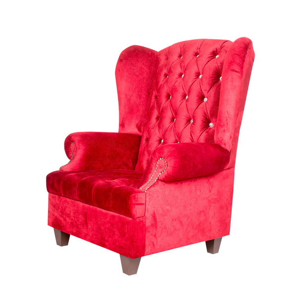 red leather armchair isolated on white. - Fotó, kép