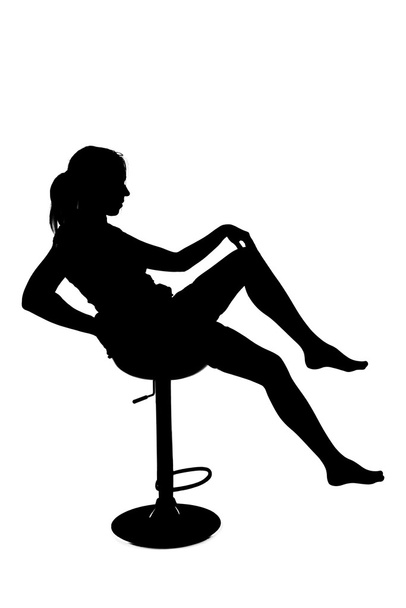 silueta de mujer - sentado en una silla
 - Foto, Imagen
