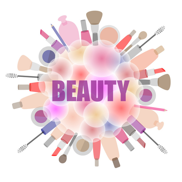 Background with cosmetics and beauty products. - Vector, Image