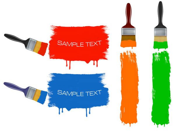Paint brush and paint roller and paint banners. vector illustration. - Διάνυσμα, εικόνα