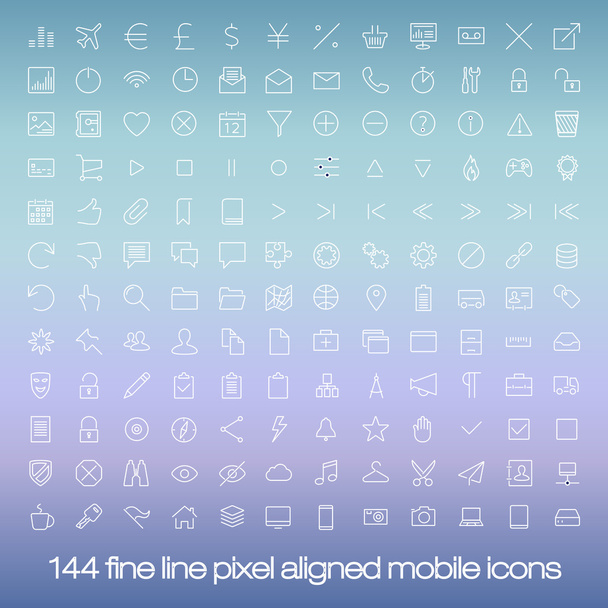 moderne Zeilensymbole in der Benutzeroberfläche, perfekt optimierte Pixel. - Vektor, Bild