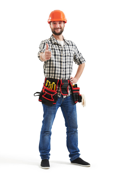 smiley workman with tools - Фото, зображення