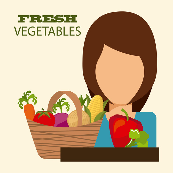 Fresh vegetables design - Vector, Image