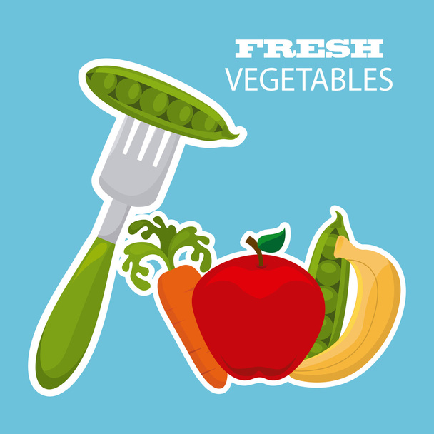 Дизайн свежих овощей
 - Вектор,изображение