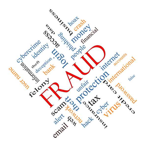 Concepto de nube de palabra de fraude en ángulo
 - Foto, Imagen