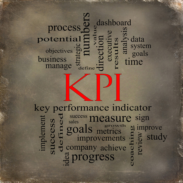 KPI szó felhő Grunge papír koncepció - Fotó, kép