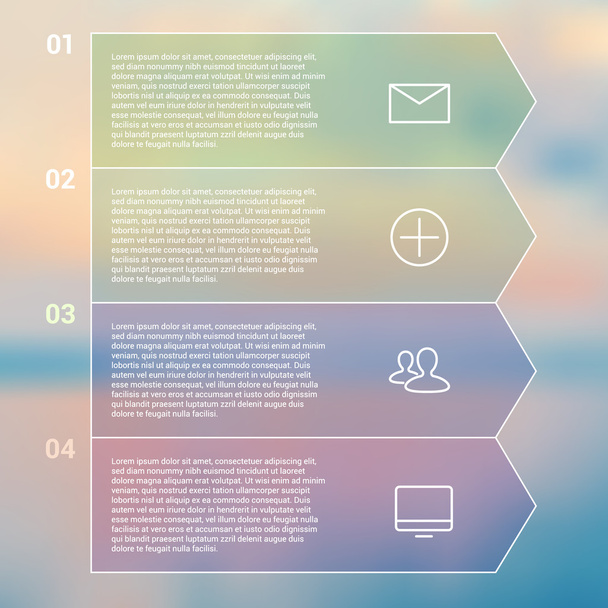 Set of infographic template layouts. Flow chart secuence numbered banner design on blue background - Vektor, kép