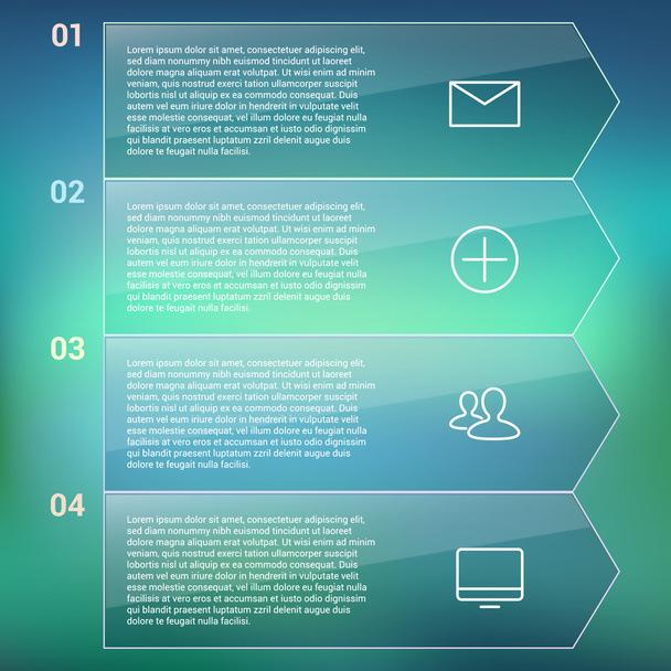 Set of infographic template layouts. Flow chart secuence numbered banner design on blue background - Vetor, Imagem