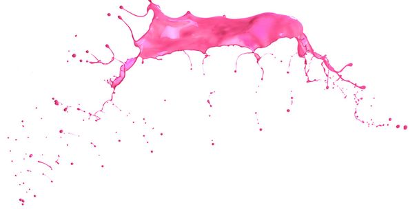 Pink paint splashing isolated on white background - 写真・画像