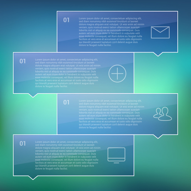 Set of infographic template layouts. Flow chart secuence numbered banner design on blue background - Вектор, зображення