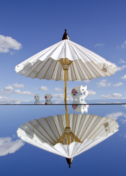 Kypřané na zrcadlo a deštník - Fotografie, Obrázek