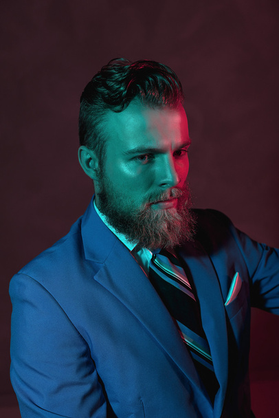Stern bearded handsome man - Φωτογραφία, εικόνα