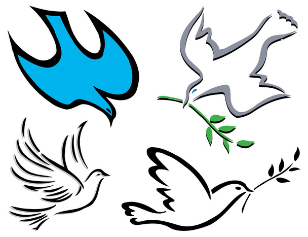 Doves with branches illustration - Vector, Image