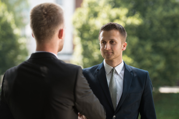 Two Businessman Shaking Hands Greeting Each Other - Foto, afbeelding