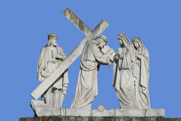 4th Stations of the Cross, Jesus meets His Mother,  pilgrimage Sanctuary, Assumption of the Virgin Mary in Marija Bistrica, Croatia, on June 29, 2009 - Fotografie, Obrázek