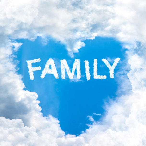 familie hemel hartvormige door wolk - Foto, afbeelding