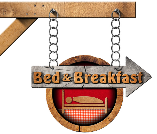 Кровать и завтрак - знак с цепью - Фото, изображение