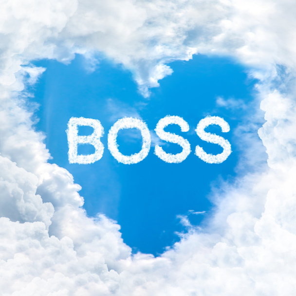 Слово босса любви на голубом небе
 - Фото, изображение