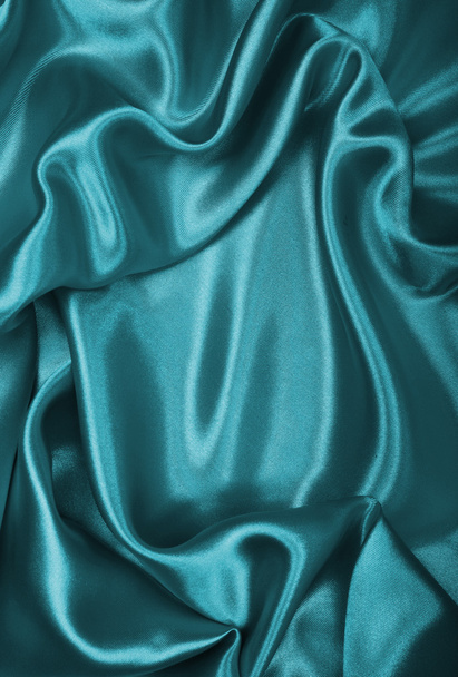 Smooth elegant blue silk or satin as background - Фото, зображення
