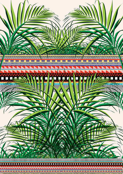 Impresión tropical y tribal mixta
 - Vector, imagen