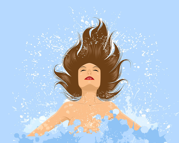 Girl emerges from the water - Vector, afbeelding