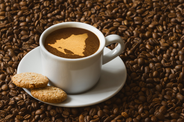 Zátiší - káva s mapou Nikaraguy - Fotografie, Obrázek